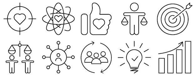 Set of core values icons