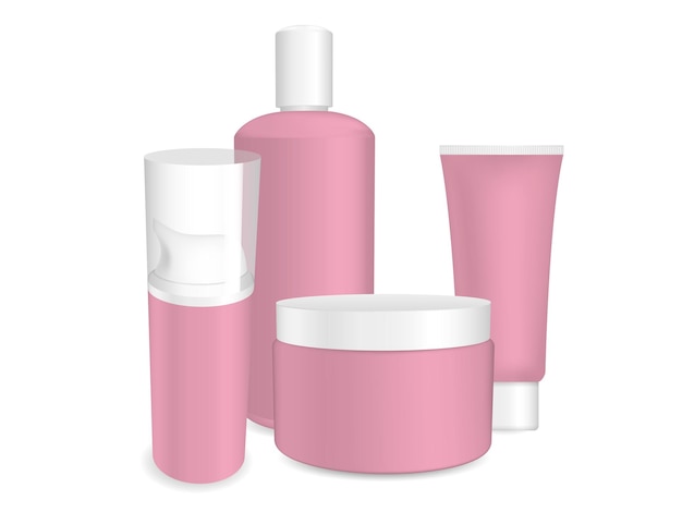 Set of cosmetics pots bottle and tube Isolated design element template