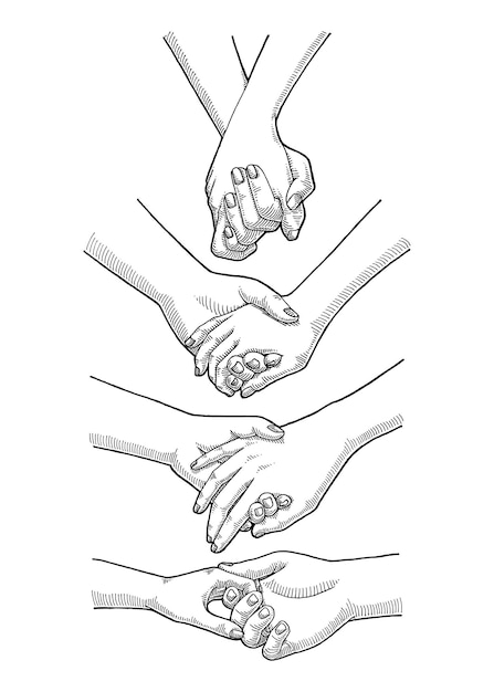 Vector set of couple hand holding illustrations vector