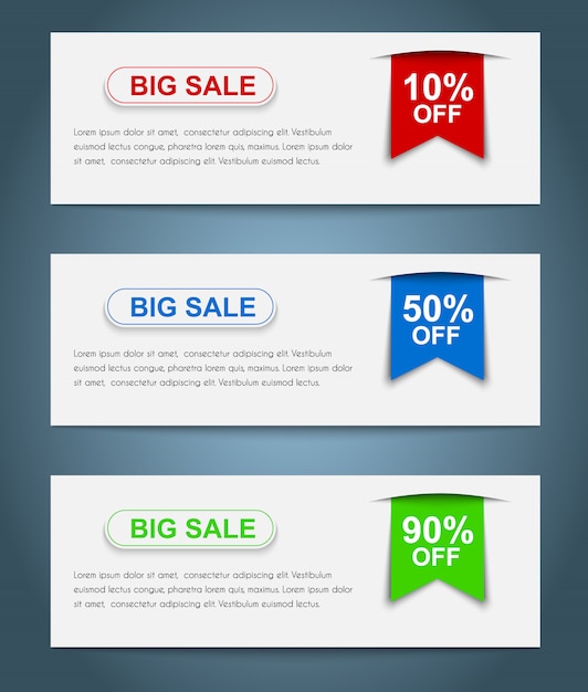 Vector set of coupon banners