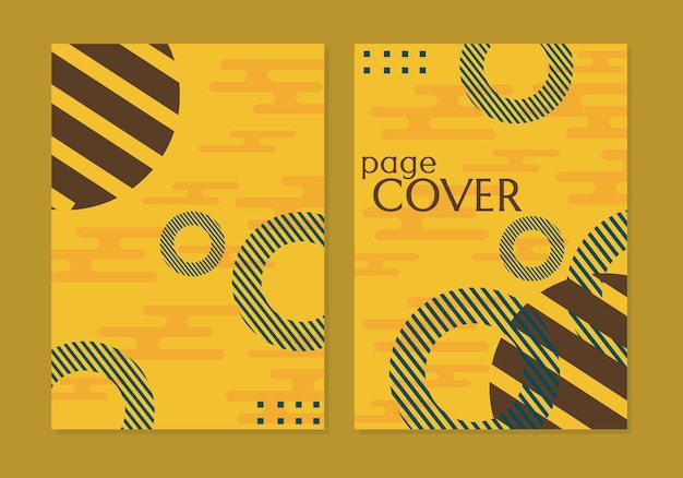 Set of cover design in Memphis style. Geometric design.orangeabstract background. can use for cover,