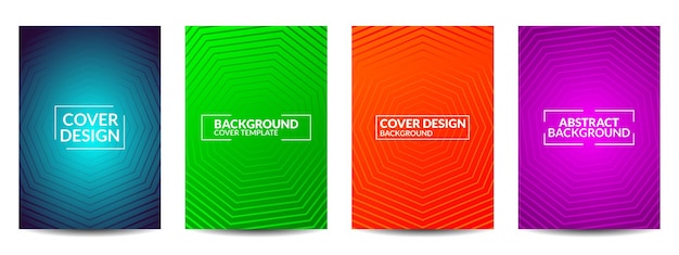 Set of Cover Designs of colorful geometric abstract backgrounds