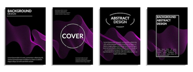 Set cover designs van kleurrijke abstracte golvende lijnen achtergrond