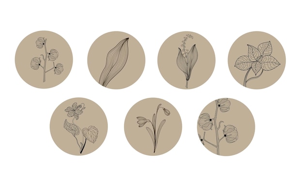 Set of cover icons for plant icons