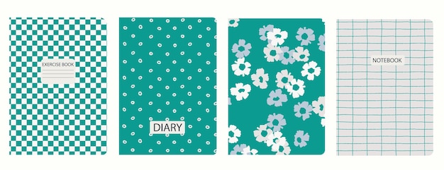Set of cover page templates based on grid seamless patterns spiral lines flower pattern Headers isolated