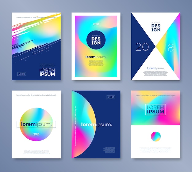 Set of cover template design with abstract multicolored shapes