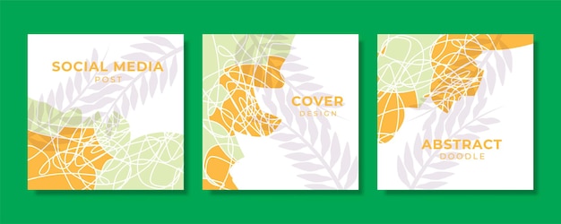 Set of cover templates for social media posts on organic geometric abstract background