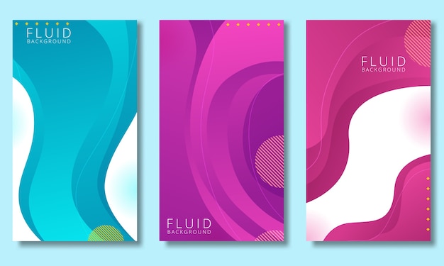 Set di modelli di design di copertine con vivaci colori sfumati