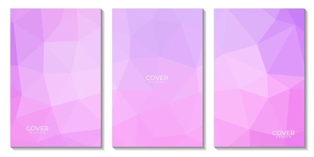 set of covers template pink purple abstract background with triangle shape