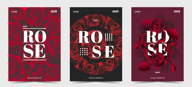 Vector a set of covers with red roses edition
