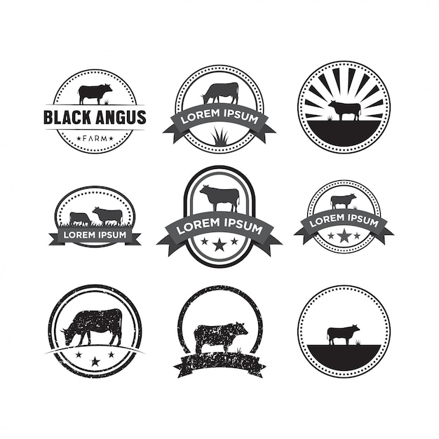 Vector set of cow logo design template vector