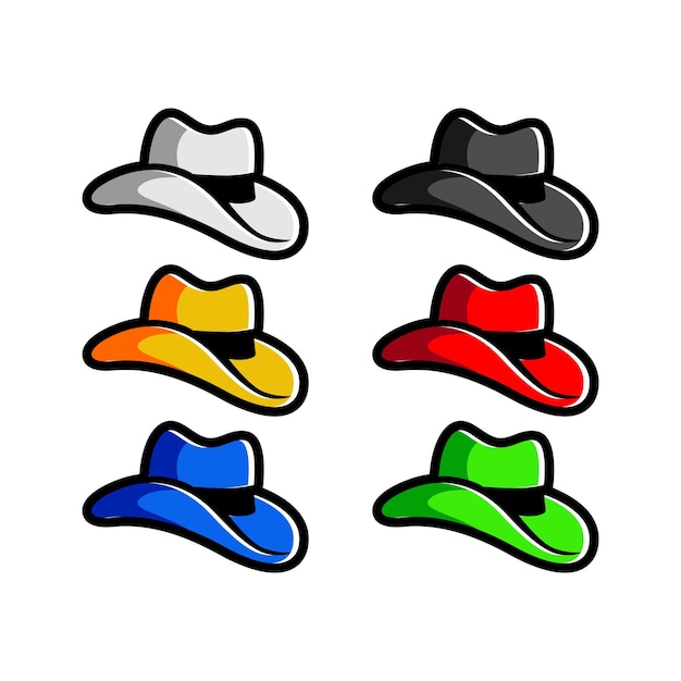 Set of Cowboy Hat Logo Design Template Inspiration, Vector Illustration.