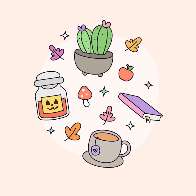 Vector set of cozy things