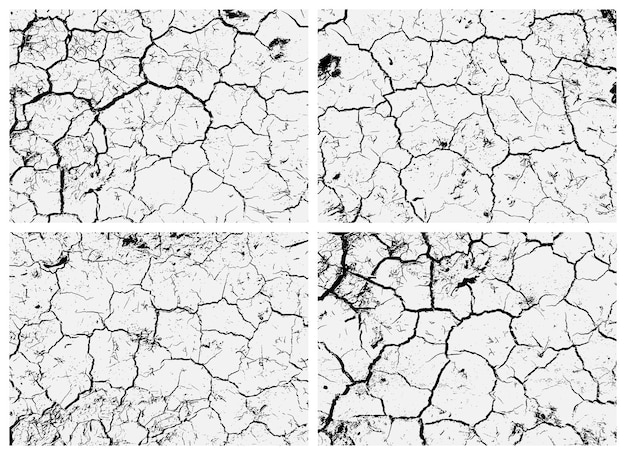 Vector set of cracked earth textures