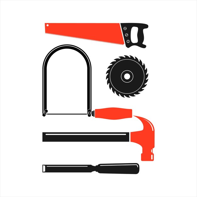 Vector set of craftsman tools flat illustration vector objects