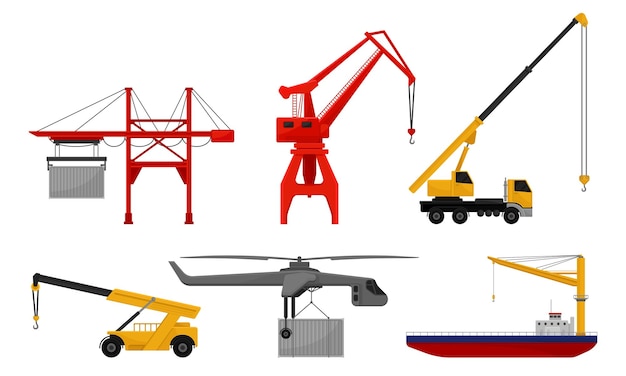 Set of cranes vector illustration on a white background