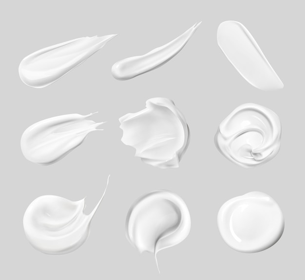 Vector set of cream samples isolated on gray