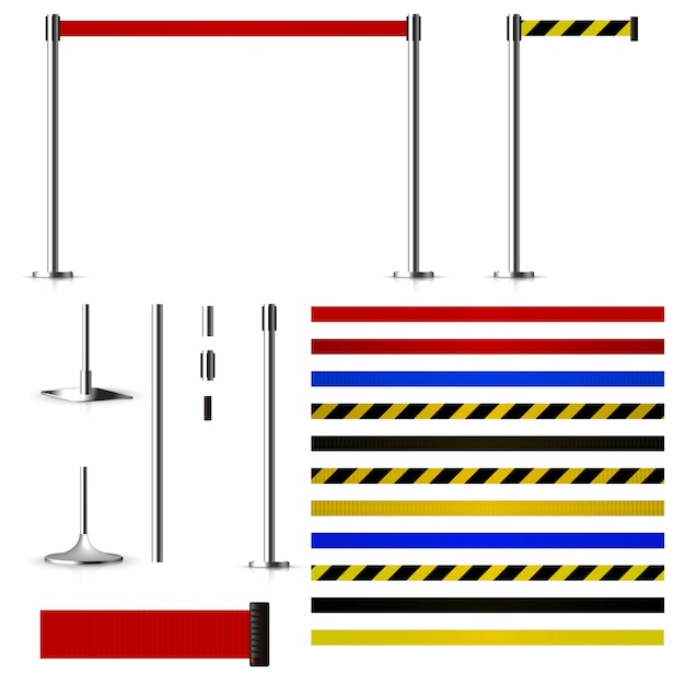 Vector set to create metal barriers with a belts