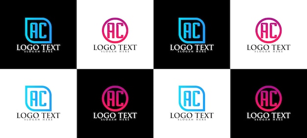 Set creatieve monogram letter ac logo's