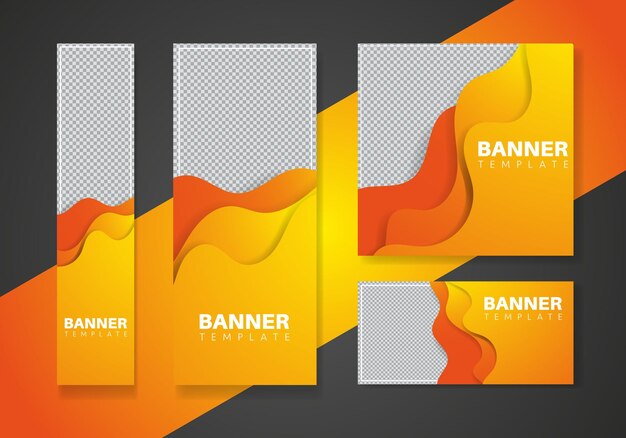 set creatieve webbanners van standaardformaat. Verticaal, horizontaal en vierkant sjabloon.