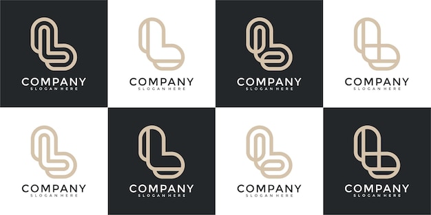 set of creative abstract letter l logo design collection