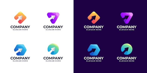Set of creative arrow logo gradient