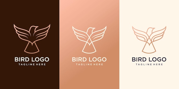 Set of creative bird line logo premium vector