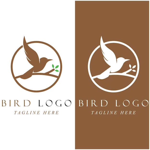 Set of creative bird logo with slogan template