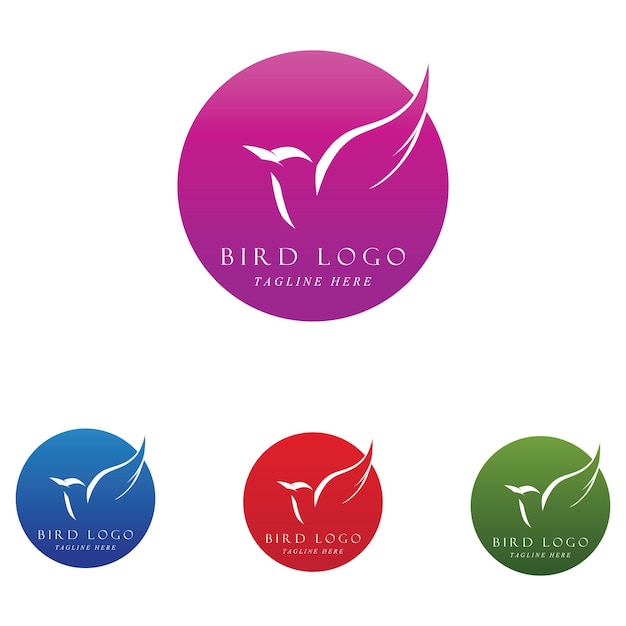 Set of creative bird logo with slogan template