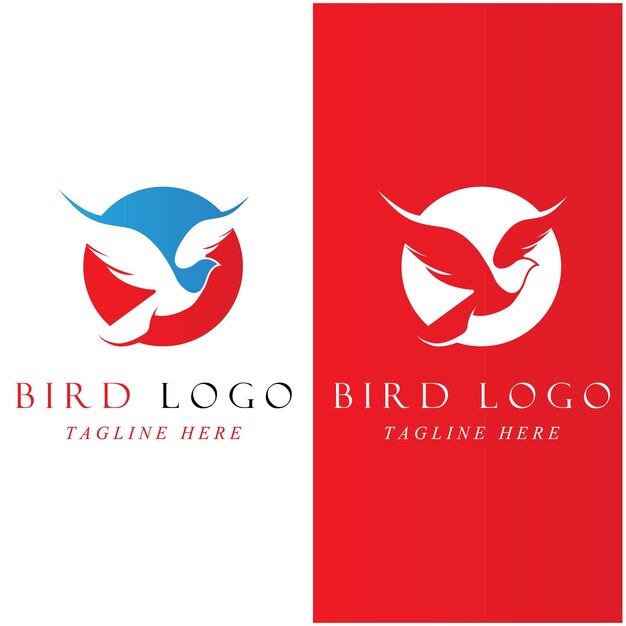 Set of creative bird logo with slogan template