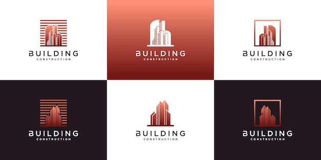 Set of creative building logo template premium vector