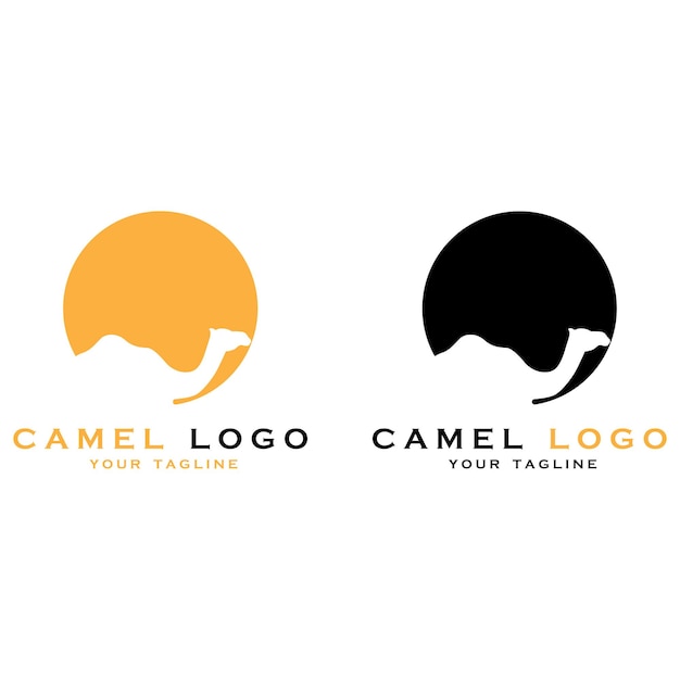 Set of creative camel logo with slogan template