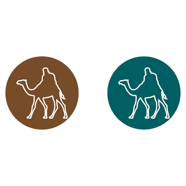 набор креативного логотипа верблюда с шаблоном слогана
