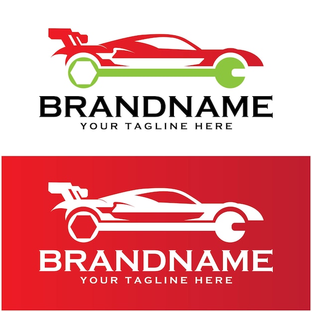 Vector set of creative car service logo with slogan template