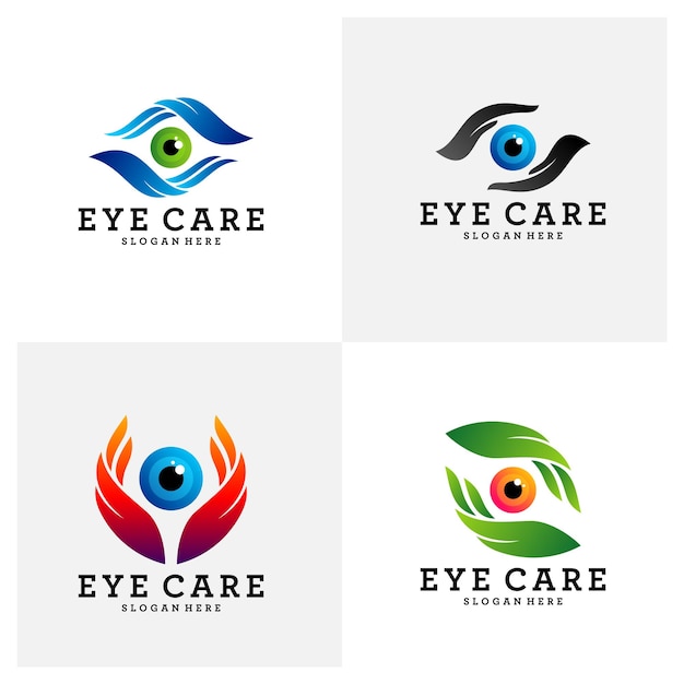 Набор шаблонов дизайна логотипа Creative Care Eye Concept Дизайн логотипа Eye Care Vector Icon Symbol