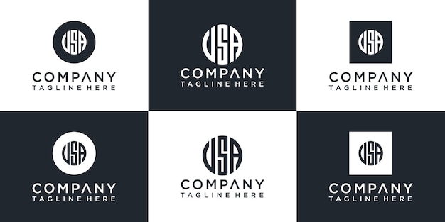 Set of creative circle monogram  logo design