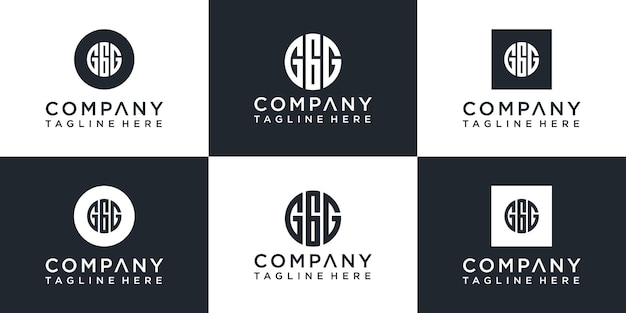 Vector set of creative circle monogram  logo design