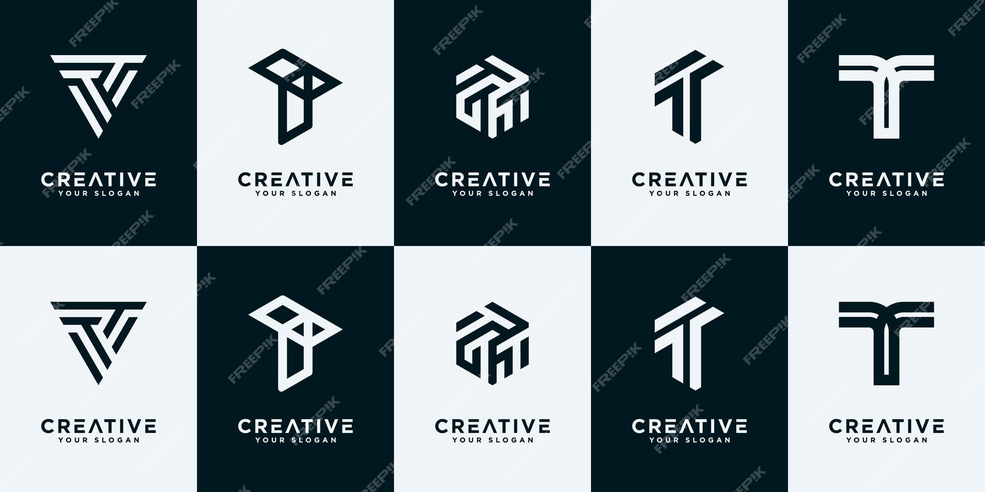 Premium Vector | Set creative collection letter t logo design ...