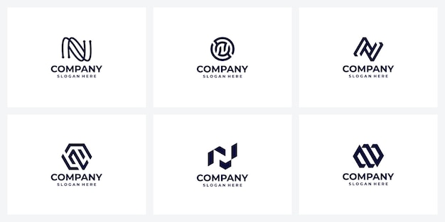 Set of creative company logo design ideas Letter N Monogram