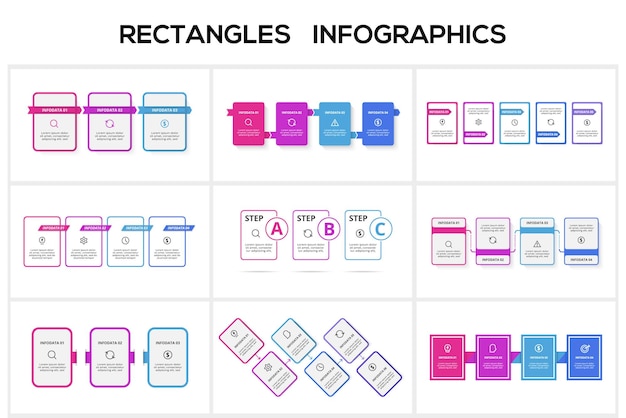 Vettore impostare un concetto creativo per le opzioni infografiche parti o processi visualizzazione dei dati aziendali