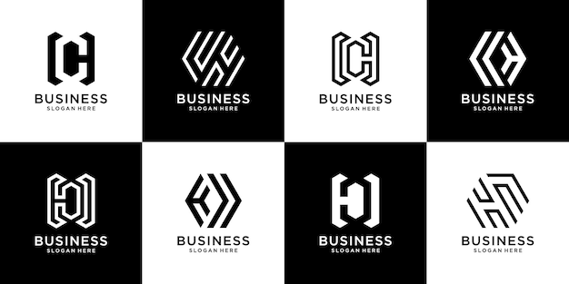 Set of creative flat c logo template