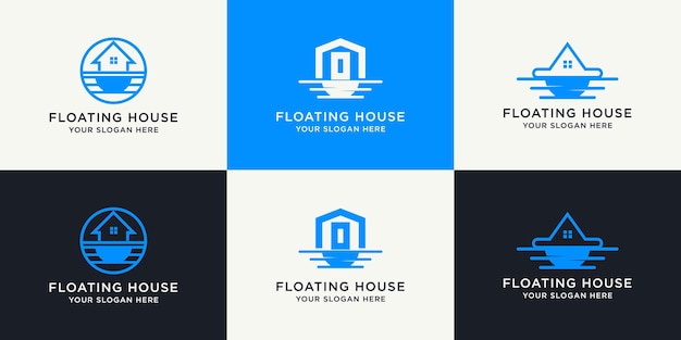 Set of creative floating house logo design