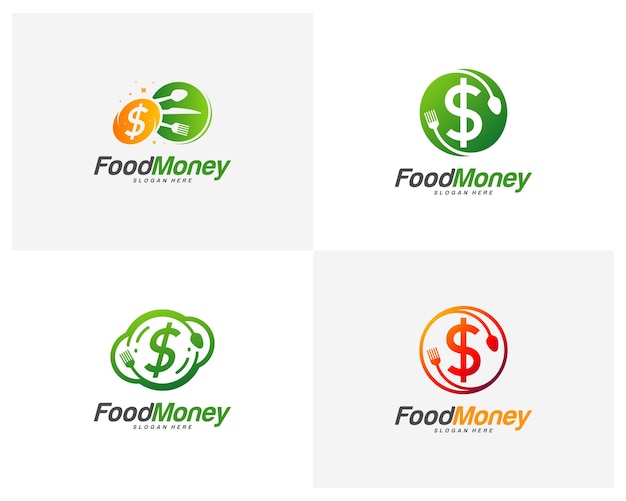 Set di creative food money logo design vettore ristorante food court cafe logo modello icona simbolo illustrazione