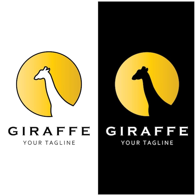 set of creative giraffe logo with slogan template