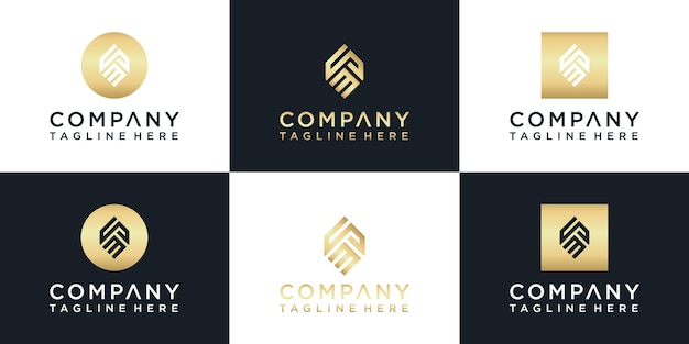 Set di design del logo monogramma in oro creativo