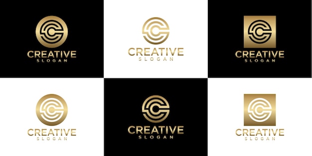 Set di design del logo monogramma in oro creativo