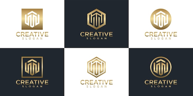 Set di design del logo monogramma in oro creativo