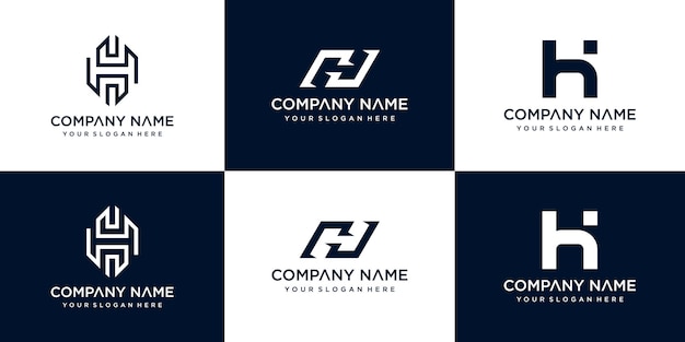 Set di modello di progettazione di logo di vettore di lettera h creativa premium