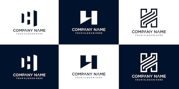 Set di modello di progettazione di logo di vettore di lettera h creativa premium