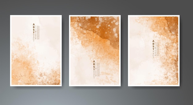 Set of creative hand painted abstract watercolor background Design for your cover date postcard